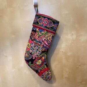 Vera Bradley Christmas Stocking – Retired Pattern – Quilted Paisley Black Multi